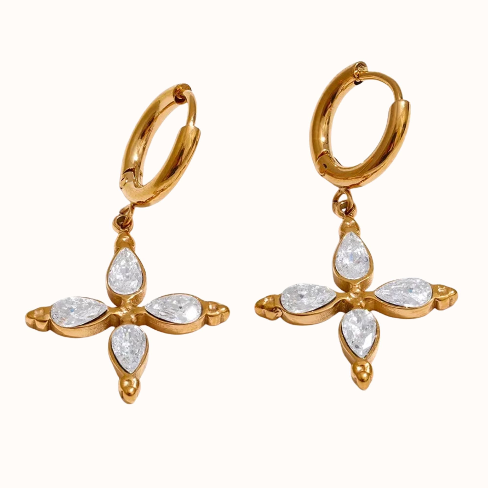 Ocean Drop Cross Earrings