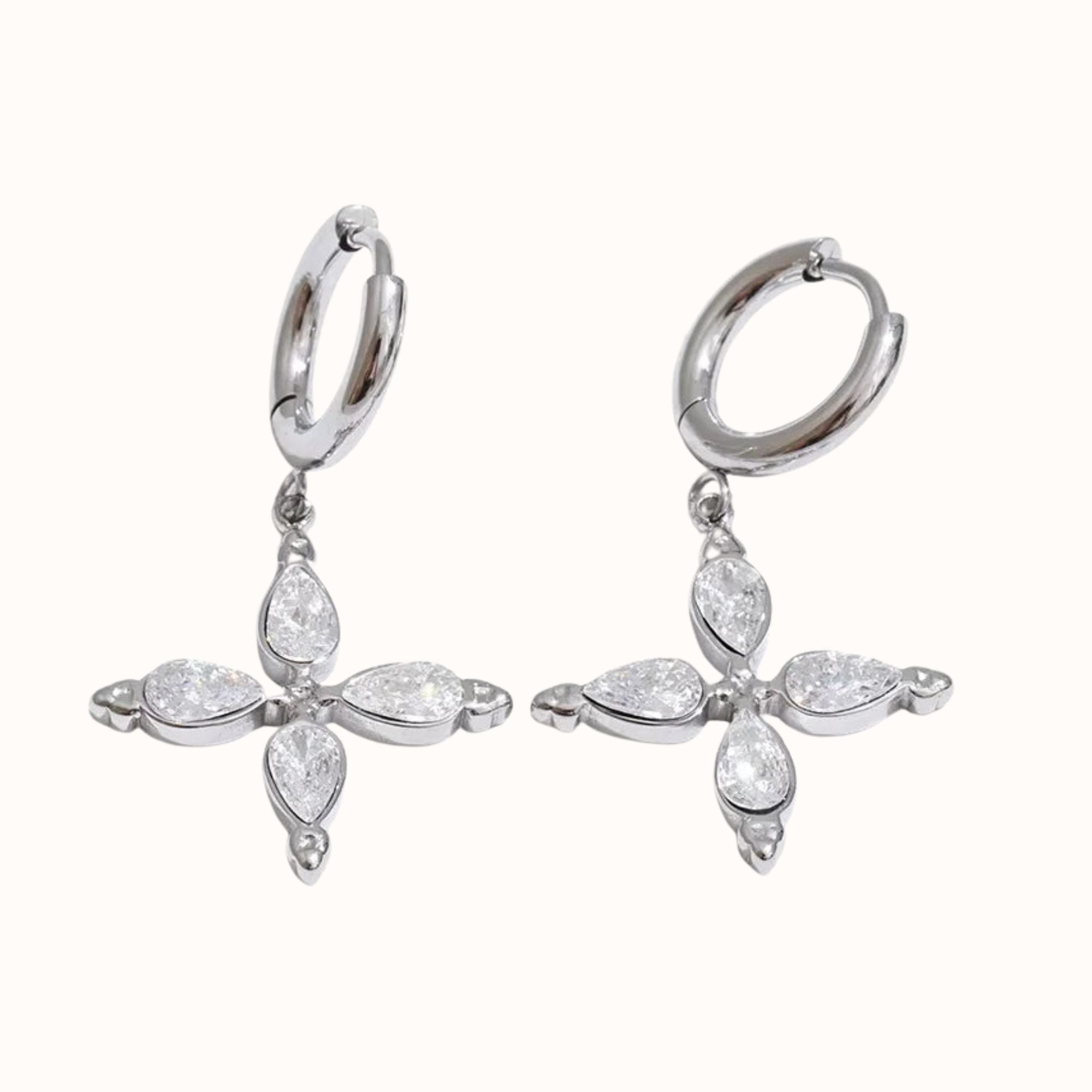 Ocean Drop Cross Earrings