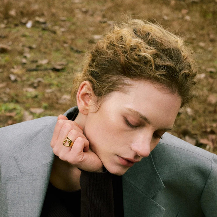 Yhpup Novelties Adjustable Stainless Steel Geometric Hollow Fashion Unusual Open Ring Popular Versatile Daily Trendy Jewelry