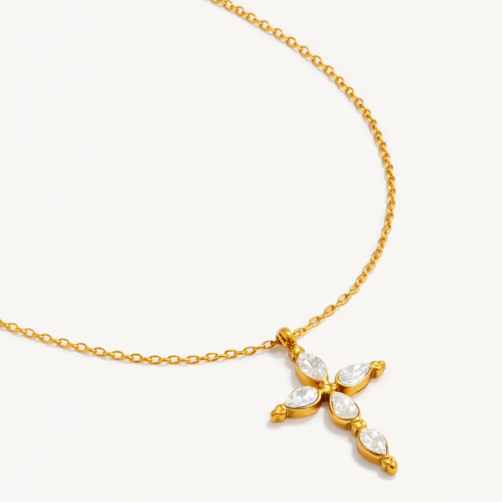 Ocean Drop Cross Necklace
