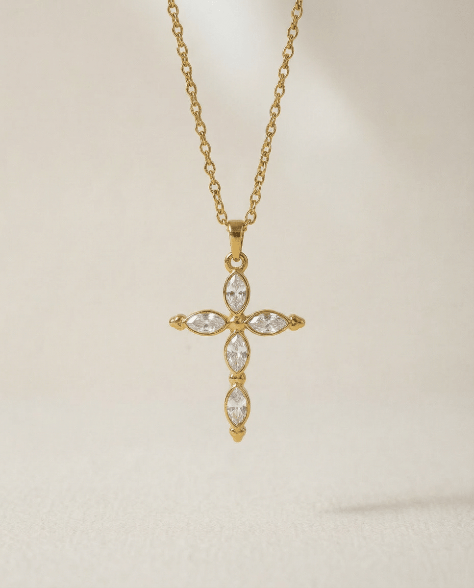 Ocean Drop Cross Necklace - aphoriah