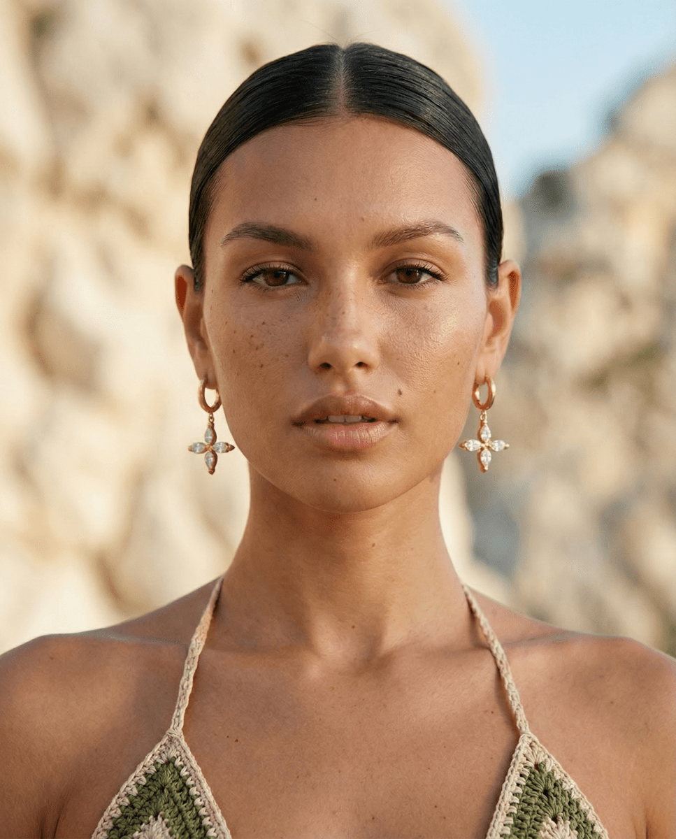 Ocean Drop Cross Earrings - aphoriah