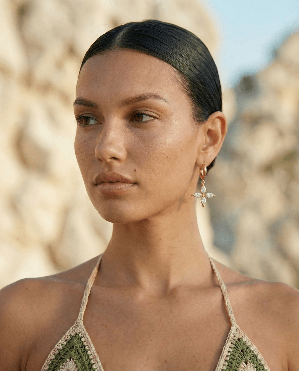 Ocean Drop Cross Earrings - aphoriah