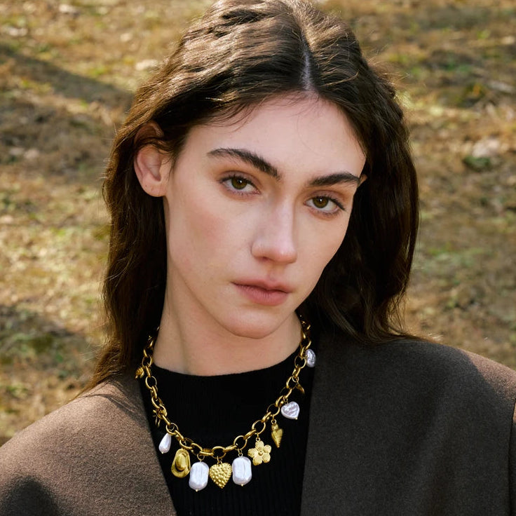 Yhpup Ocean Style Simulated Pearls Seashell Turtle Conch Heart Flower Drop Necklace 2025 Stainless Steel Handmade Jewelry New