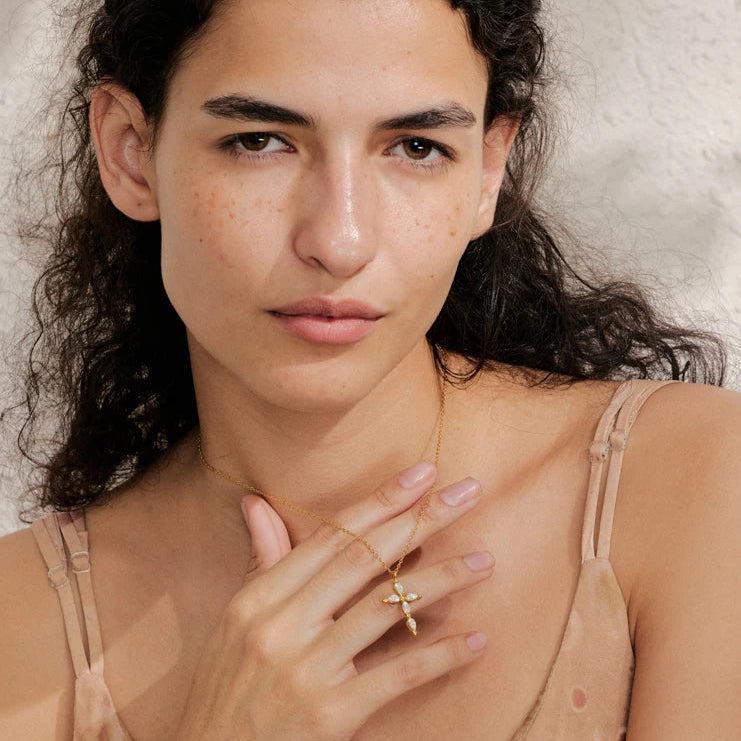 Ocean Drop Cross Necklace