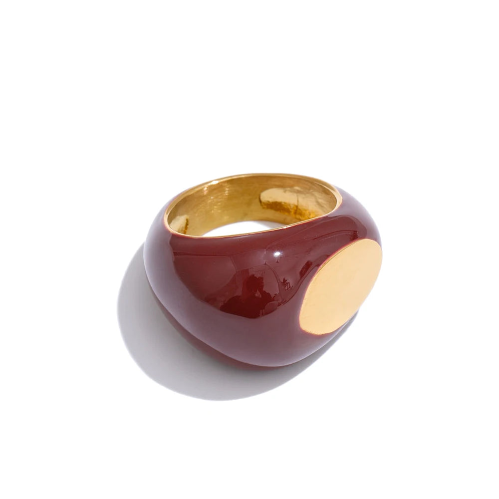 Yhpup 6789# Stainless Steel Black Enamel Geometric 316L Unique Ring Minimalist Texture Waterproof Finger Unusual Jewelry New