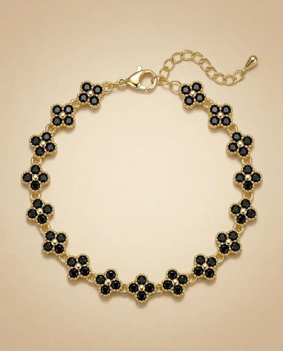 aphoriah GOLD Onyx Rosette® Link Bracelet