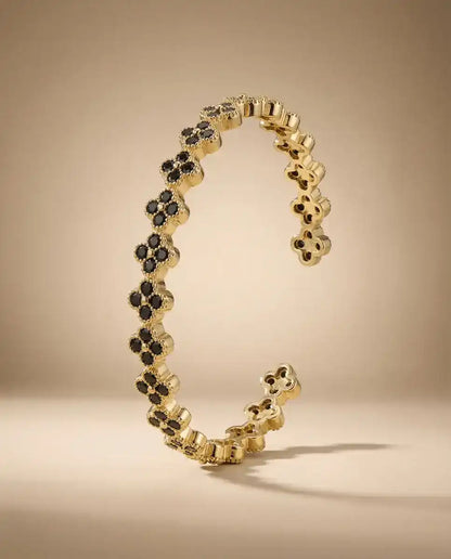 aphoriah GOLD Onyx Rosette® Open Bracelet