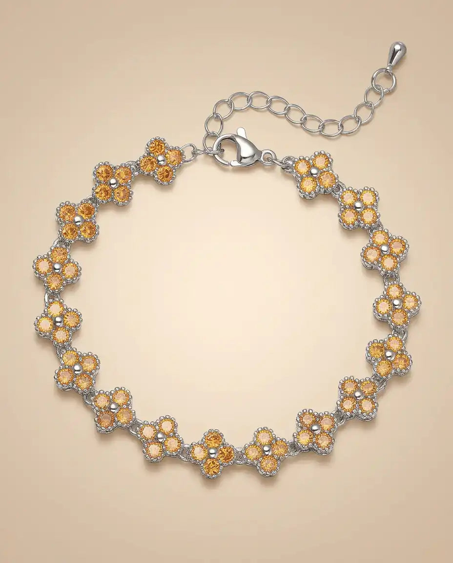 aphoriah SILVER Citrine Rosette® Link Bracelet