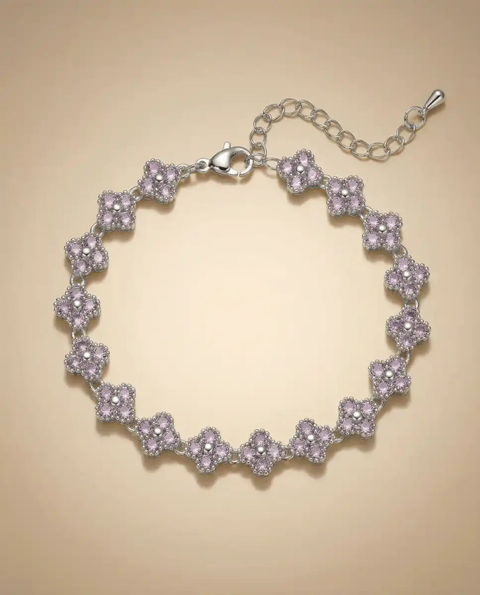 aphoriah SILVER Violet Rosette® Link Bracelet